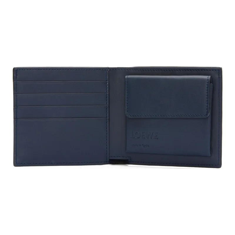 LOEWE Soft Grain Calfskin Wallet Men Dark Marine Blue-2