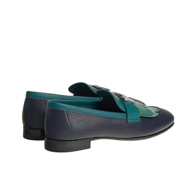 HERMES Royal Loafers Women's Blue Black-3