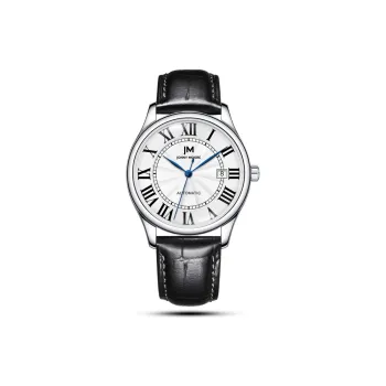 JONNY MOORE J1637L Collection Automatic Mechanical Movement Genuine Leather Strap Watch Unisex White Dial