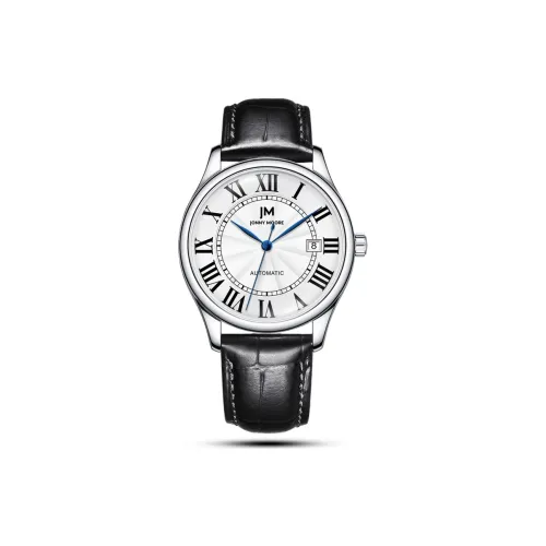 JONNY MOORE J1637L Collection Automatic Mechanical Movement Genuine Leather Strap Watch Unisex White Dial