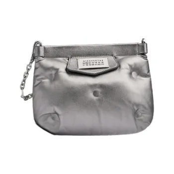 Maison Margiela Glam Slam Sheepskin One Shoulder Crossbody Clutch Mini Women's Metallic Gray