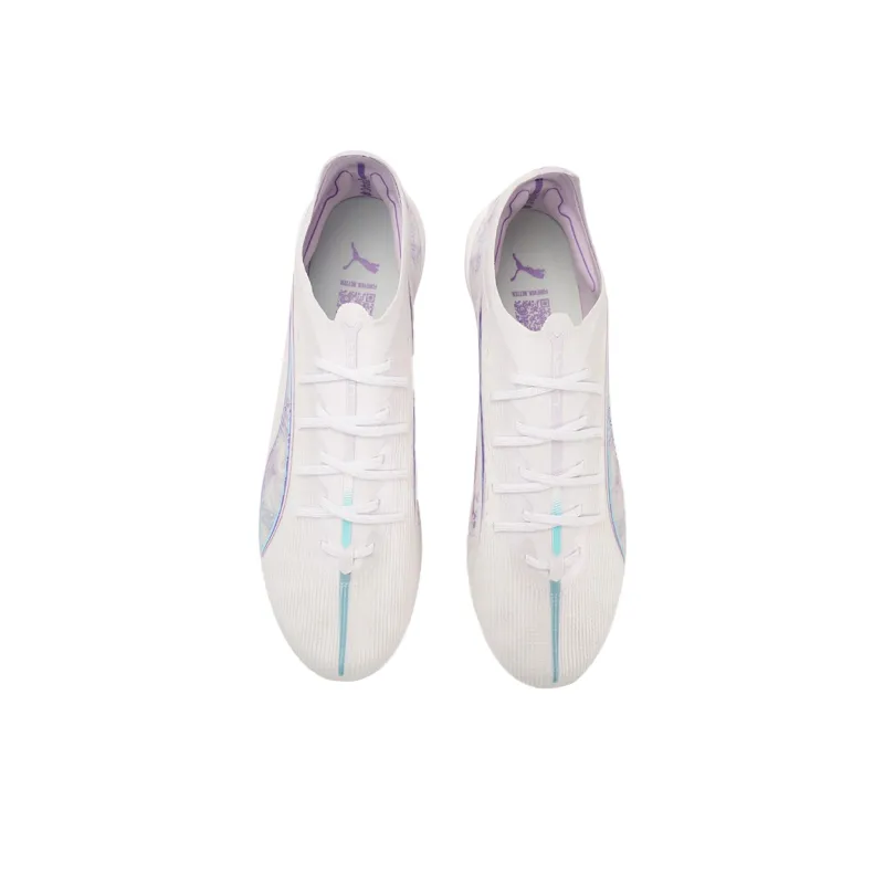 PUMA Ultra 5 Natural Ground Anti-Slip Wear-Resistant Soccer Shoes Unisex White Purple-2