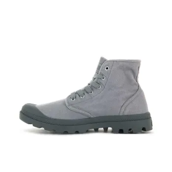 Palladium Abrasion Resistant Mid Top Martin Boot Men Gray Flannel