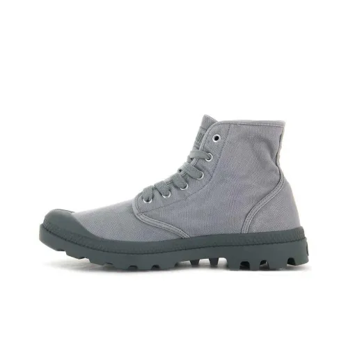 Palladium Abrasion Resistant Mid Top Martin Boot Men Gray Flannel