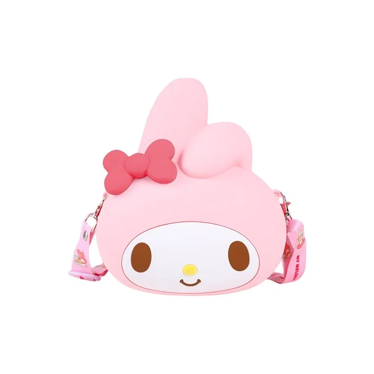 Sanrio Hello Kitty My Melody Silicone Coin Purse Fresh Look Large Head Bag One Shoulder Crossbody Storage Bag IP Merch-5