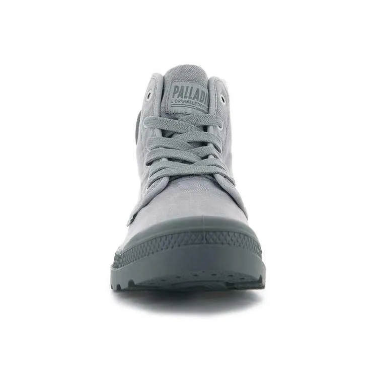 Palladium Abrasion Resistant Mid Top Martin Boot Men Gray Flannel-4