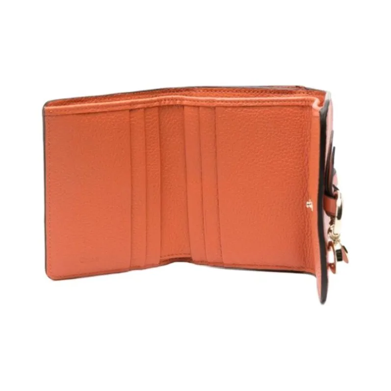 Chloe Cow Leather Wallet Women's Orange-2
