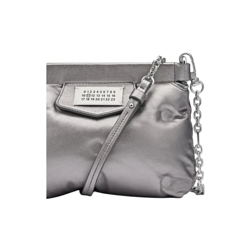 Maison Margiela Glam Slam Sheepskin One Shoulder Crossbody Clutch Mini Women's Metallic Gray-3
