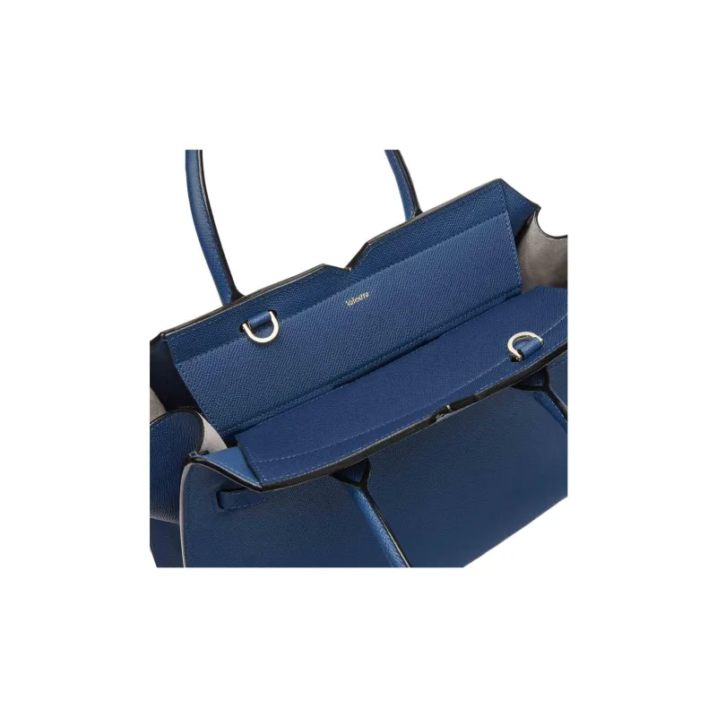 Valextra Millepunte Calfskin Shoulder Bag, Crossbody Bag, Handbag Medium Size Women's Sapphire Blue-3