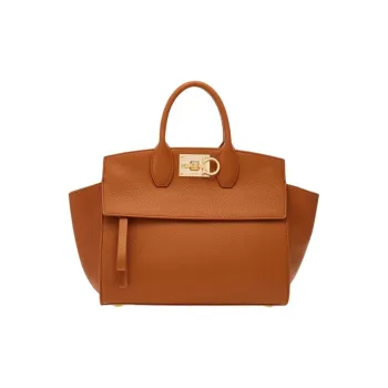 FERRAGAMO Studio Calfskin Handbag Women's Brown
