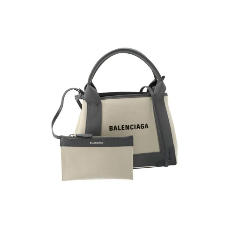 Balenciaga Calfskin Tote Bag Shopping Bag One Shoulder Crossbody Canvas Bag Handbag Extra Small Women's Natural & Gray-2