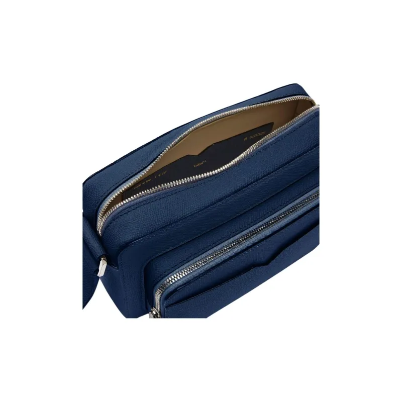 Valextra Millepunte Calfskin Reporter Bag Crossbody Bag Shoulder Bag Men Sapphire Blue-4