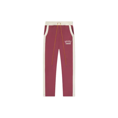 RHUDE Knitted Sweatpants Men Chestnut With Cream Accents