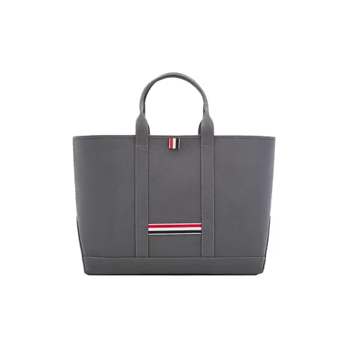 THOM BROWNE· Calfskin Tote Bag Shopping Bag Handbag Medium Size Men Gray