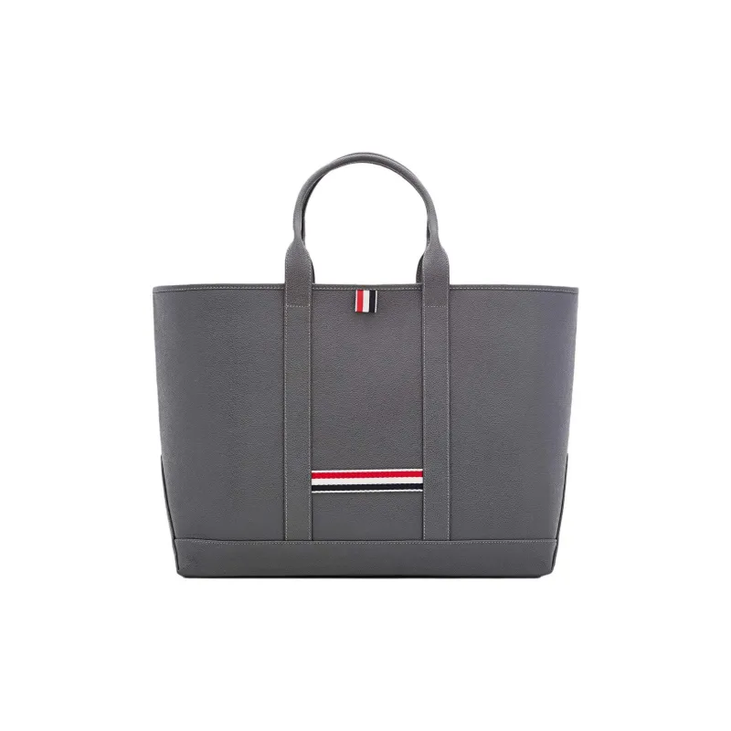 THOM BROWNE· Calfskin Tote Bag Shopping Bag Handbag Medium Size Men Gray-0