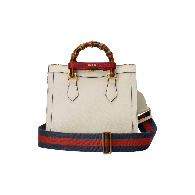 GUCCI Diana Leather Tote Bag Shopping Bag Shoulder Bag Crossbody Bag Handbag Small Size Women's White-5