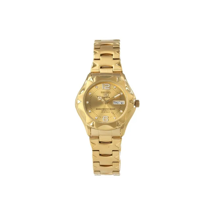 SEIKO Automatic Mechanical Movement Stainless Steel Strap Watch Men's Watches Gold Dial-0