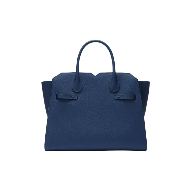 Valextra Millepunte Calfskin Shoulder Bag, Crossbody Bag, Handbag Medium Size Women's Sapphire Blue-2