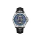 OBL-DK White Case Blue Dial Black Leather Strap