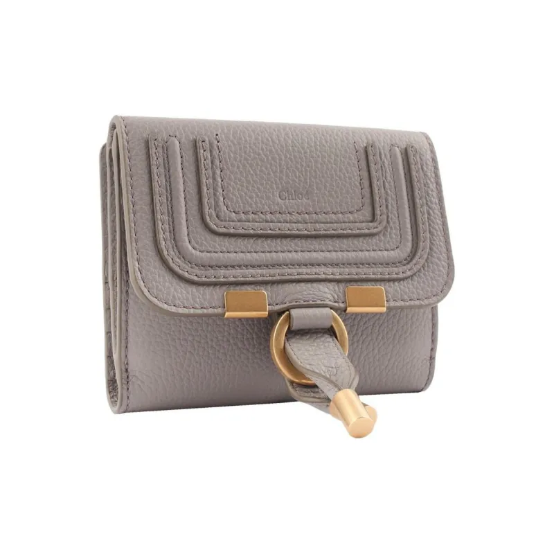 Chloe Marcie Cow Leather Wallet Regular Women's Cashmere Gray-1