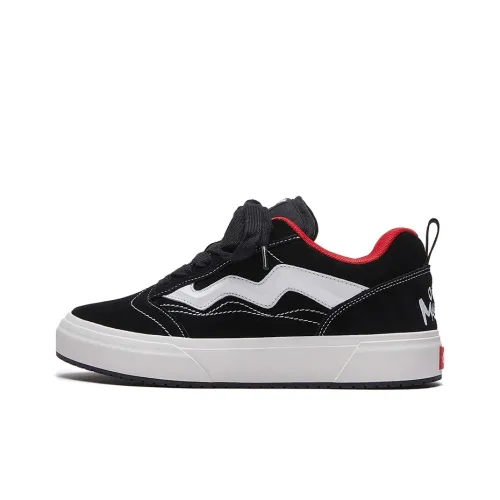 MASONONCE Anti Slip Wear Resistant Low Top Skateboard Shoes Unisex Black Red