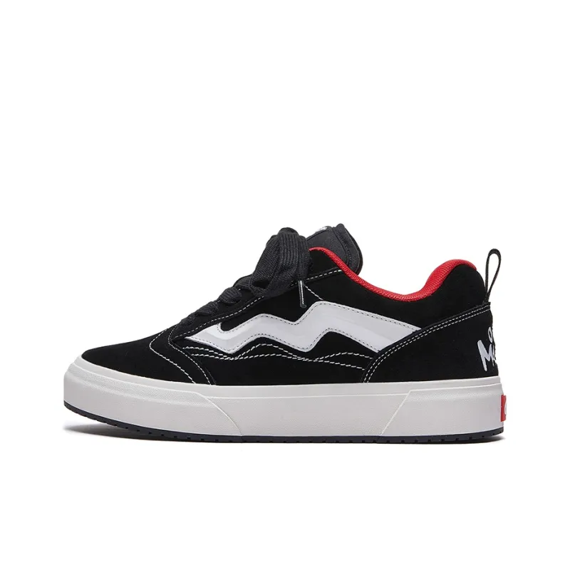 MASONONCE Anti Slip Wear Resistant Low Top Skateboard Shoes Unisex Black Red-0