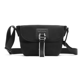 RED DRAGONFLY Fabric With Top Grain Cow Leather Crossbody Bag Regular Men Black/Gray