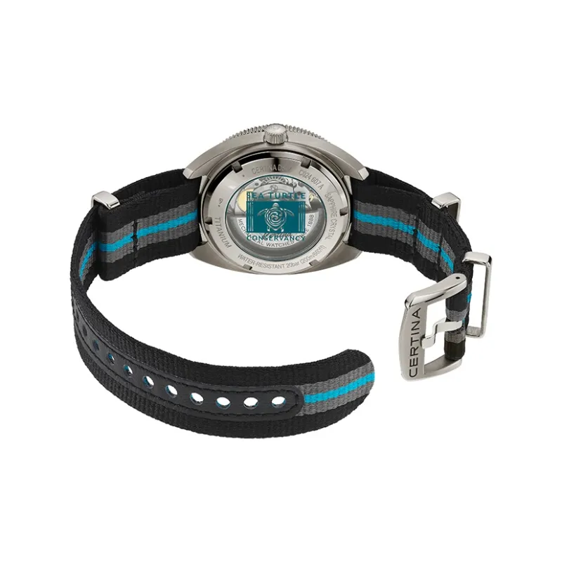 CERTINA Mechanical Movement Men's Watches Watch 41.1mm Black Dial Titanium Watch Case Fabric Strap-3