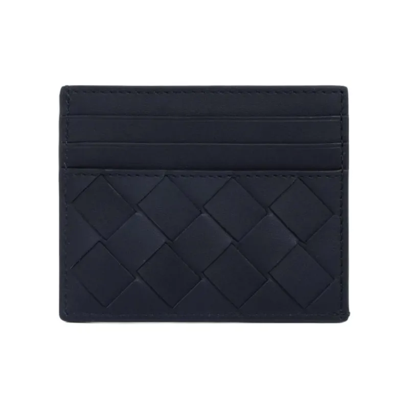 Bottega Veneta Cow Leather Card Holder Men Midnight Blue-0