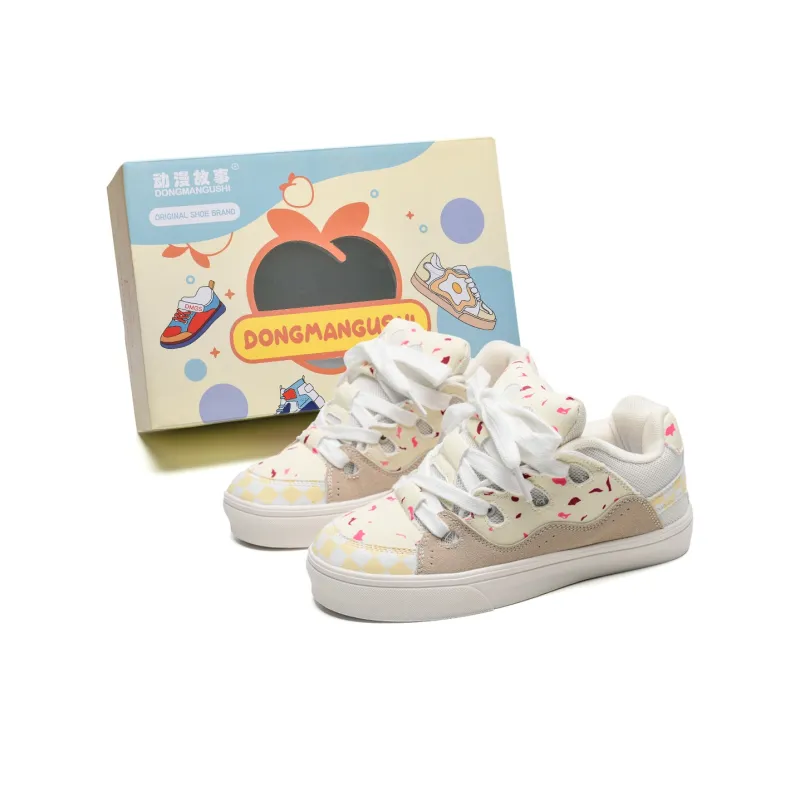 Anime Story Anti-Slip Wear-Resistant Lightweight Breathable Low-Top Skateboard Shoes Unisex Blue Yellow Box Included-5