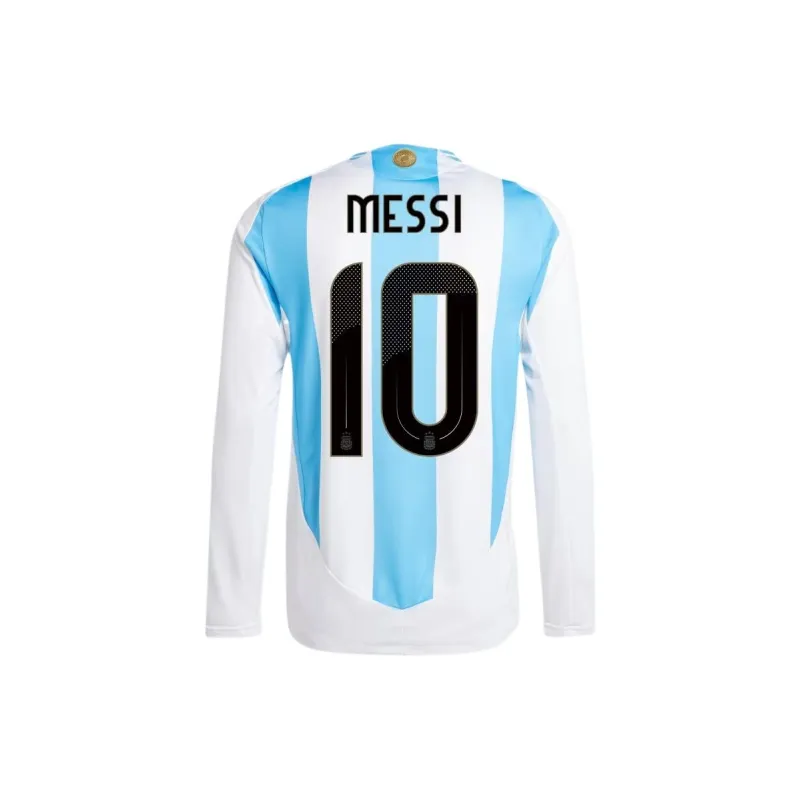 Adidas Free Shipping With AdiClub Argentina 24 Long Sleeve Messi Home Authentic Jersey-1