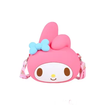Sanrio Hello Kitty My Melody Silicone Coin Purse Fresh Look Large Head Bag One Shoulder Crossbody Storage Bag IP Merch