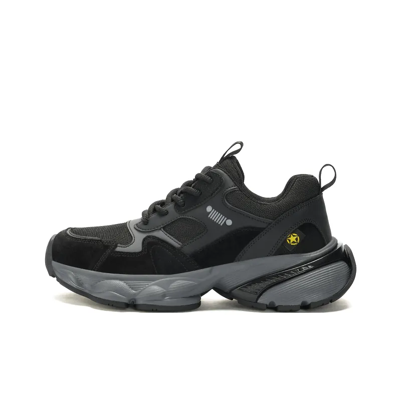 JEEP SPIRIT Anti Slip And Wear Resistant Breathable Low Top Chunky Sneakers Men Graphite Black-0