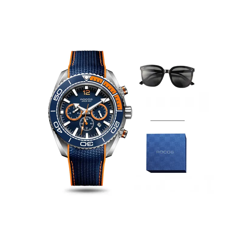 ROCOS Wind Style Collection Automatic Mechanical Movement Silicone Strap Watch Men's Watches Silver Dial-0