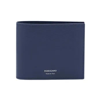 FERRAGAMO Wave Calfskin Wallet Men Midnight Blue