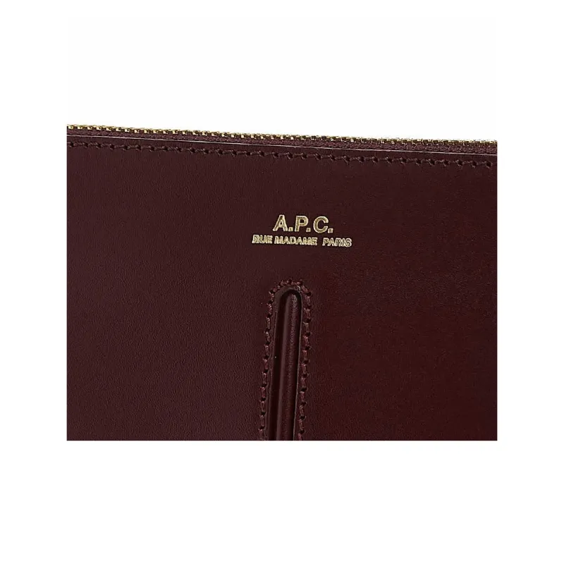 A.P.C Calfskin Shoulder Bag, Crossbody Bag Women's Burgundy-5