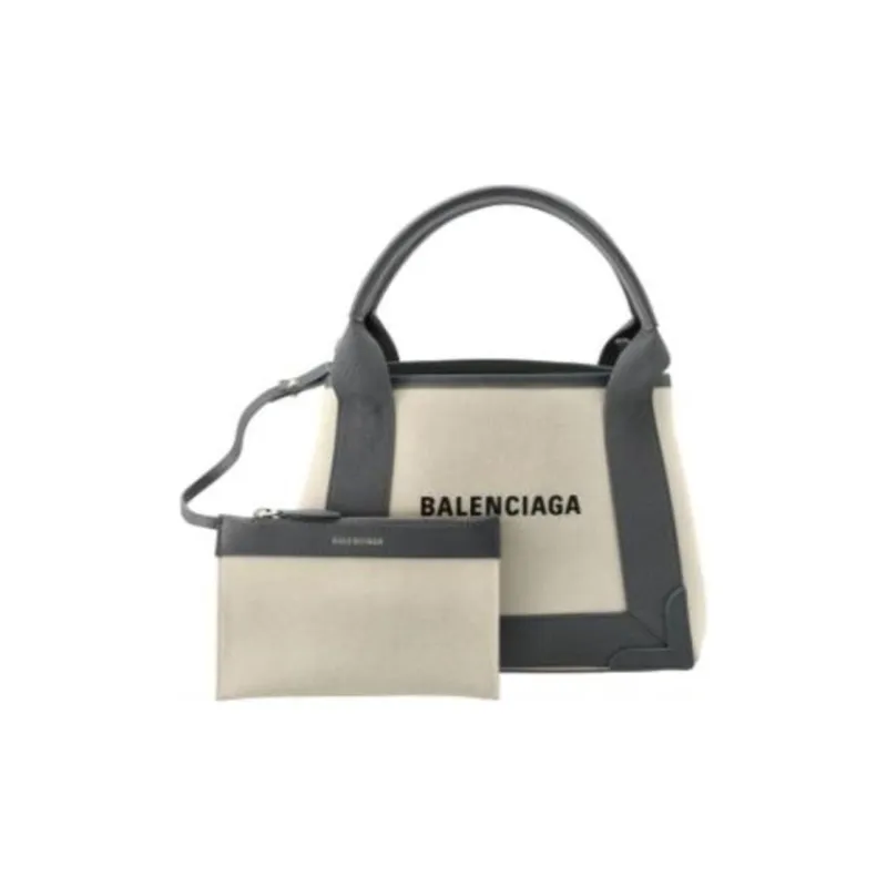 Balenciaga Calfskin Tote Bag Shopping Bag One Shoulder Crossbody Canvas Bag Handbag Extra Small Women's Natural & Gray-1