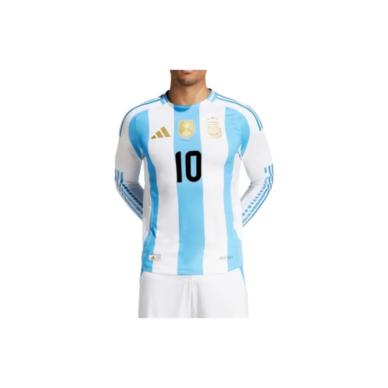 Adidas Free Shipping With AdiClub Argentina 24 Long Sleeve Messi Home Authentic Jersey-2