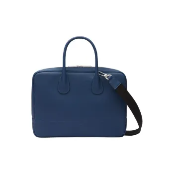 Valextra Millepunte Calfskin Handheld Laptop Bag Unisex Sapphire Blue