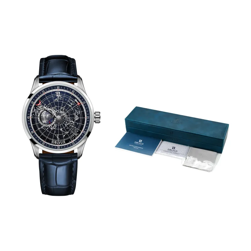 OBLVLO Automatic Mechanical Movement Watch Men's Watches Black Dial-1