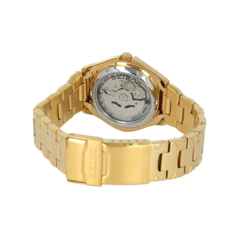 SEIKO Automatic Mechanical Movement Stainless Steel Strap Watch Men's Watches Gold Dial-2