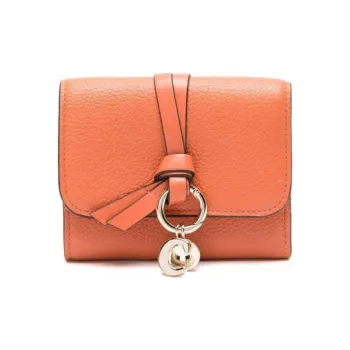Chloe Cow Leather Wallet Women's Orange