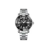 H-5008-White Case Black Dial White Steel Band