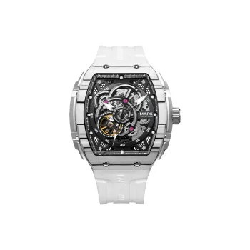 FAIRWHALE Pioneer Collection Automatic Mechanical Movement Silicone Strap Watch Men's Watches Cut Out Dial