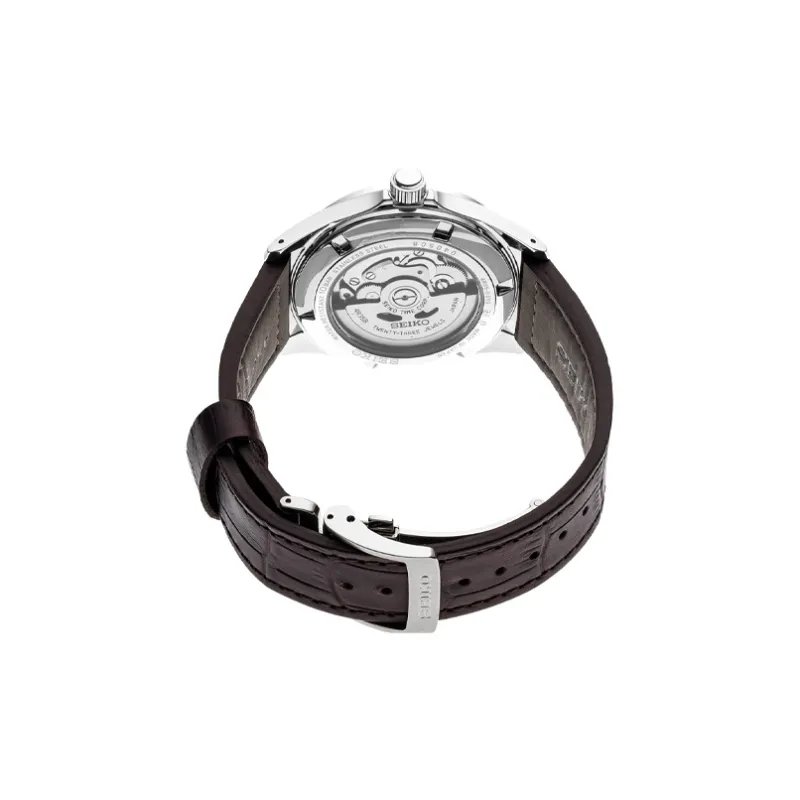 SEIKO Automatic Mechanical Movement Leather Watch Bands Watch 41mm Unisex Black Dial-1