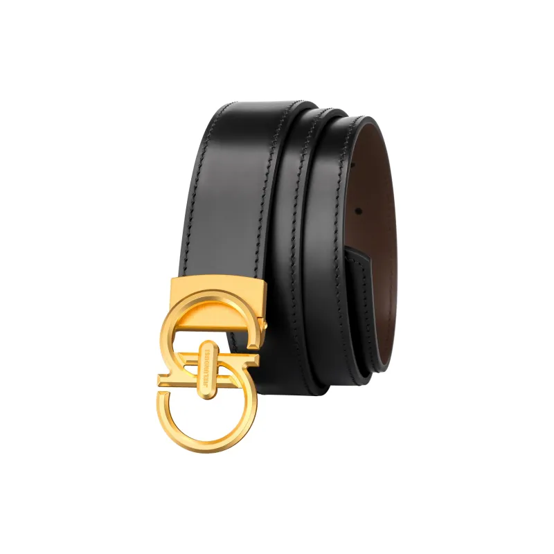 Jaylen Oos Top Grain Cow Leather Leather Belts Men Silver Buckle Black/Gold Tone Lock Black 3.4cm-6