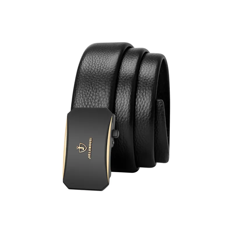 Jaylen Oos Top Grain Cow Leather Leather Belts Men Silver Buckle Black/Gold Buckle Black/Gold Tone Lock Coffee 3.5cm-5