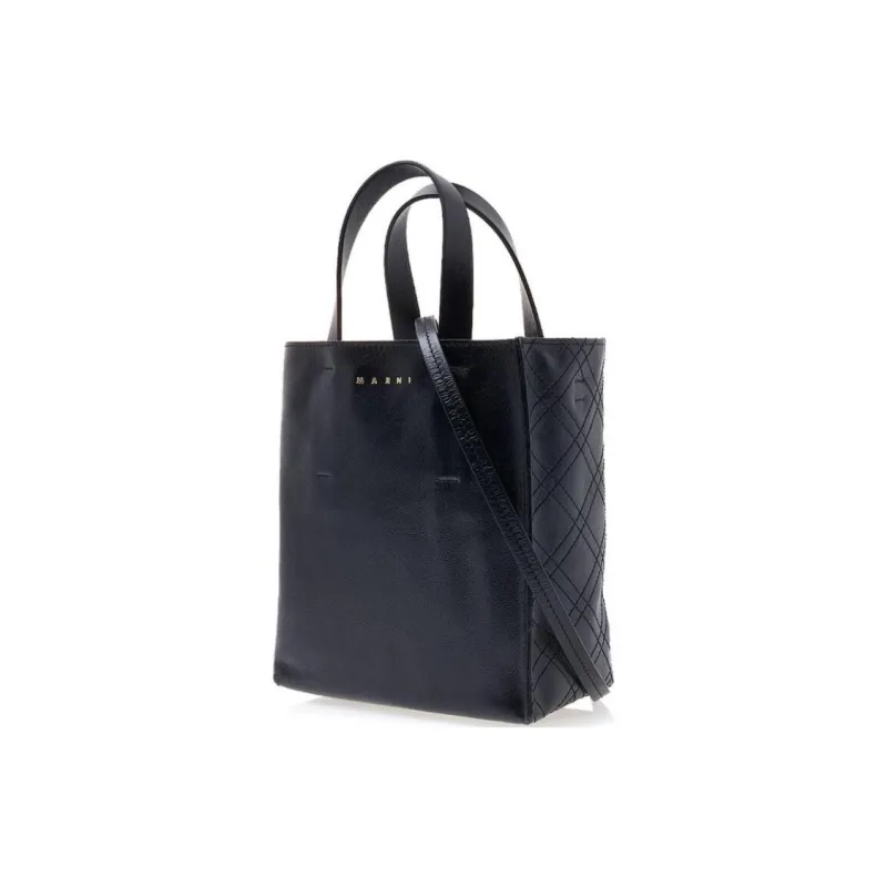 MARNI Calfskin Tote Bag, Shopping Bag, Shoulder Bag, Crossbody Bag, Handbag Women's Black-1