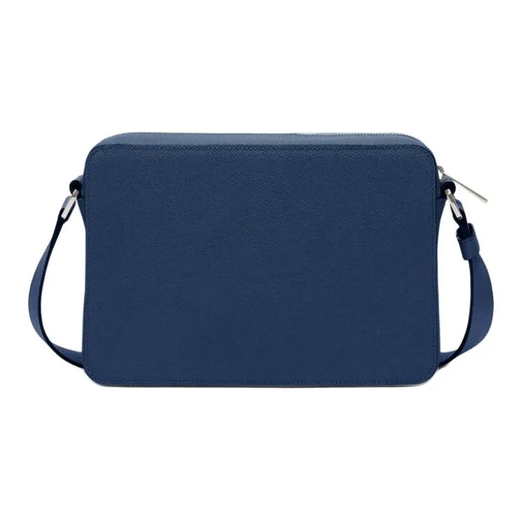 Valextra Millepunte Calfskin Reporter Bag Crossbody Bag Shoulder Bag Men Sapphire Blue-2