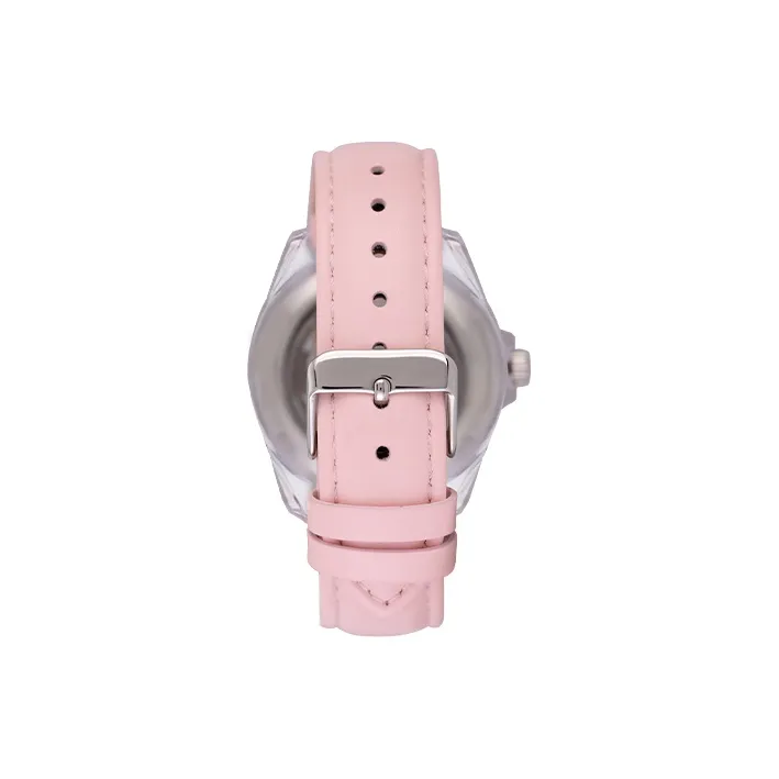 LANZOOM Mechanical Movement Unisex Watch 34mm Cut Out Dial Resin Case Genuine Leather Strap Menden01&Nidda02-4